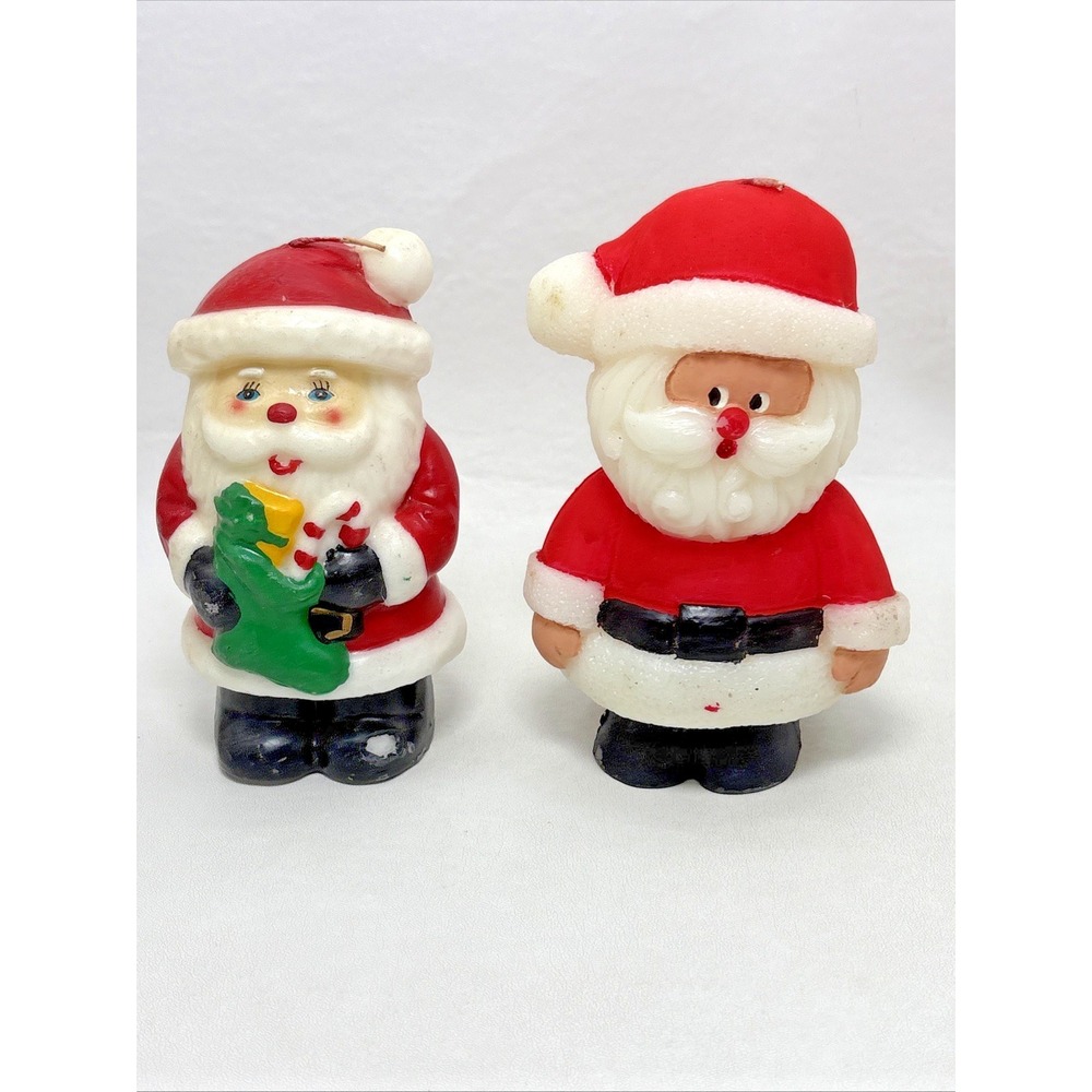 Vintage Christmas Santa Claus Candles 3D Wax Lot of 2 Japan Hallmark Jasco 80s